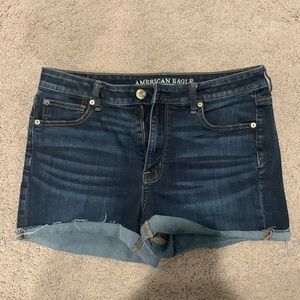 High Waisted American Eagle Dark Wash Denim Jean Shorts